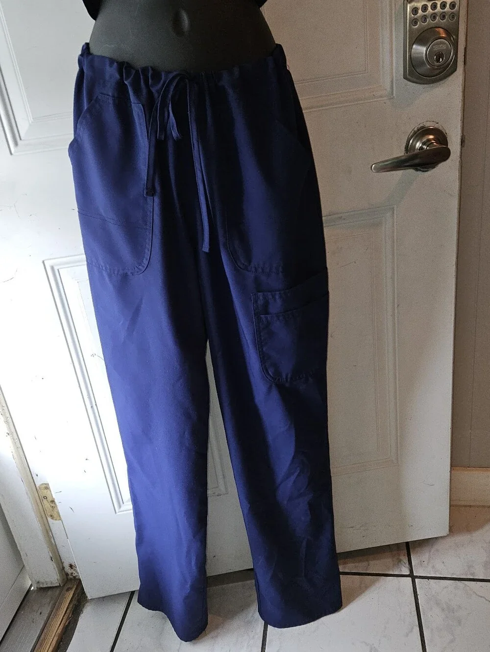 Navy Scrub Set - Classic V-Neck Top & Cargo Pants
